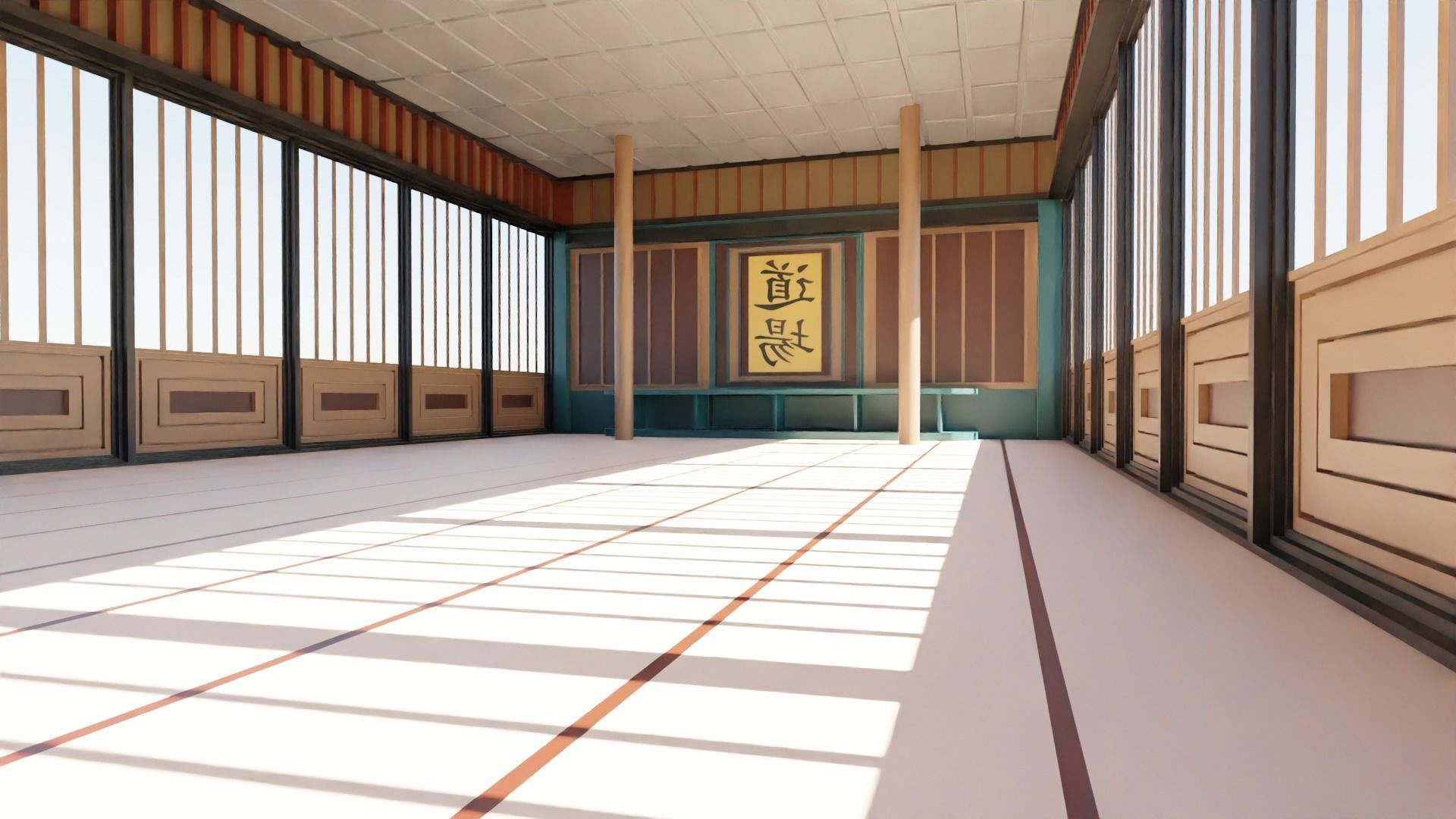Dojo Hall Low-poly 3D model_5