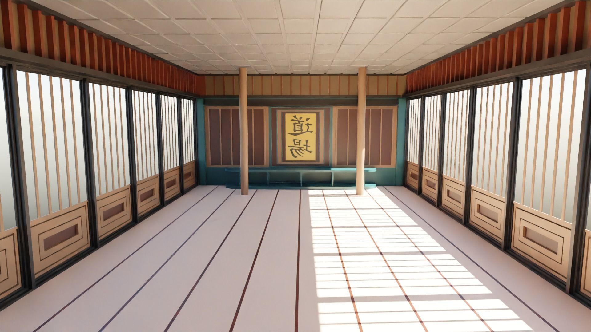 Dojo Hall Low-poly 3D model_1
