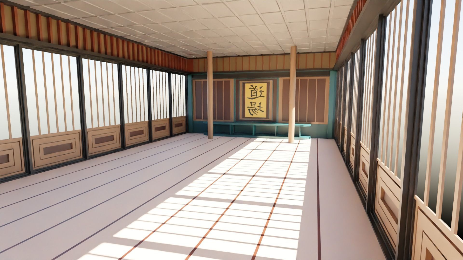 Dojo Hall Low-poly 3D model_2