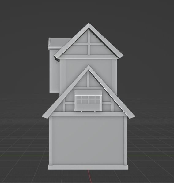 Low poly Medieval house - Nontextured version   3D model_4