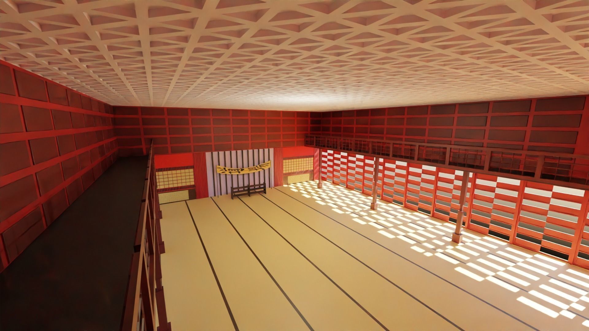 Dojo Fighting Hall Low-poly 3D model_2