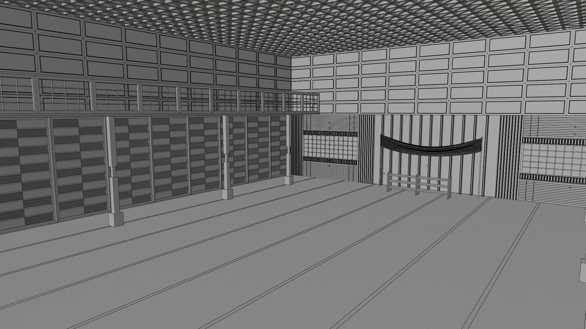 Dojo Fighting Hall Low-poly 3D model_8