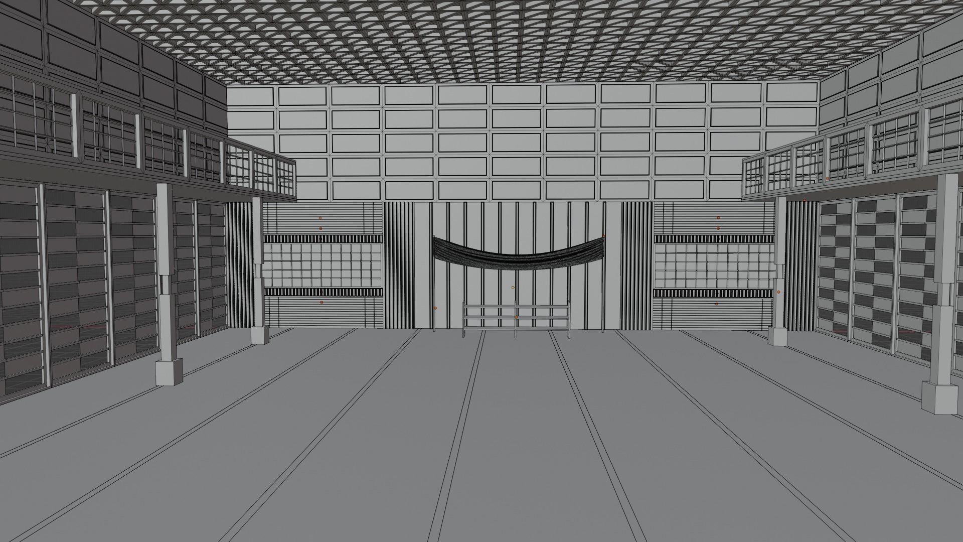 Dojo Fighting Hall Low-poly 3D model_7