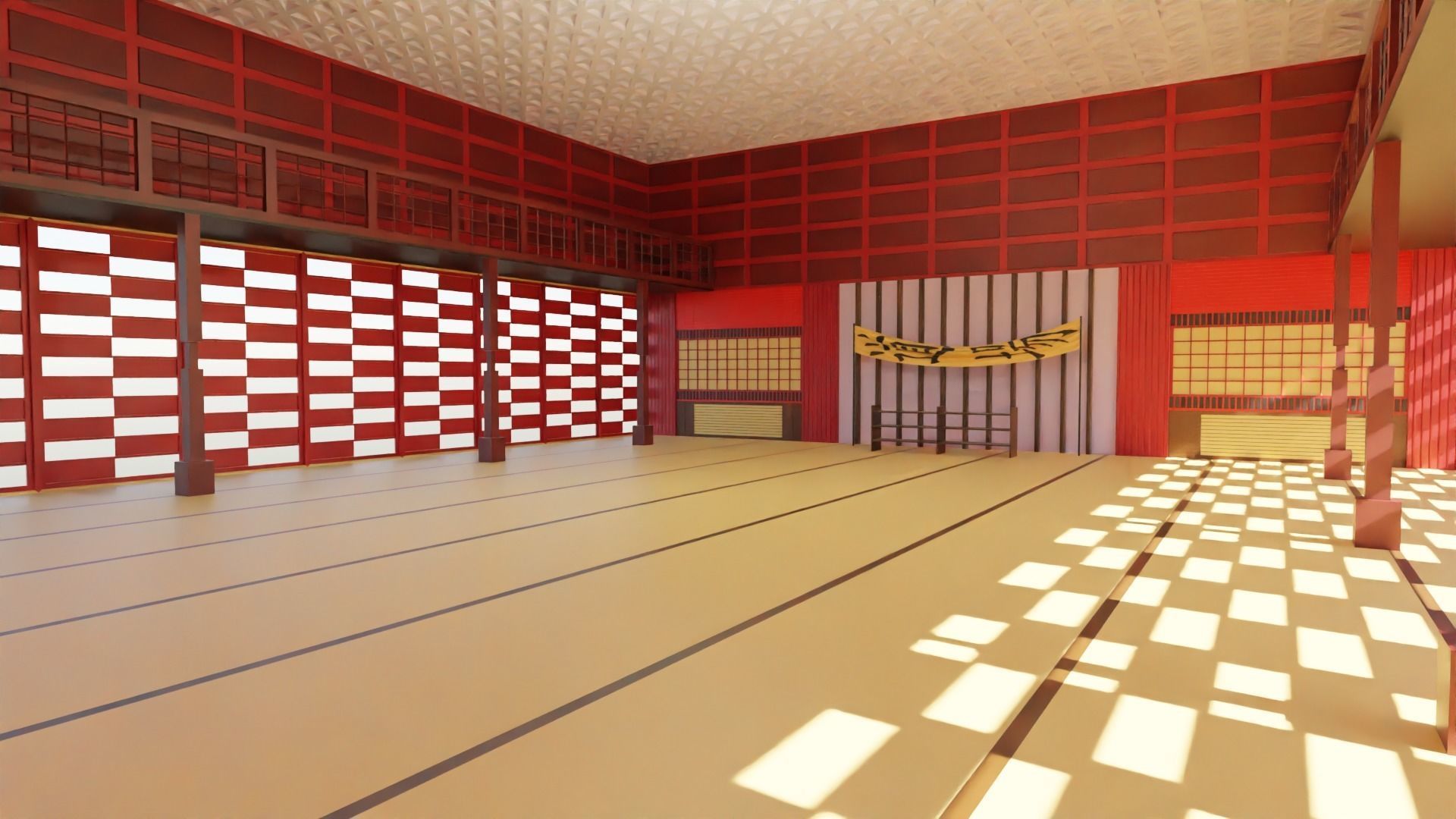 Dojo Fighting Hall Low-poly 3D model_4