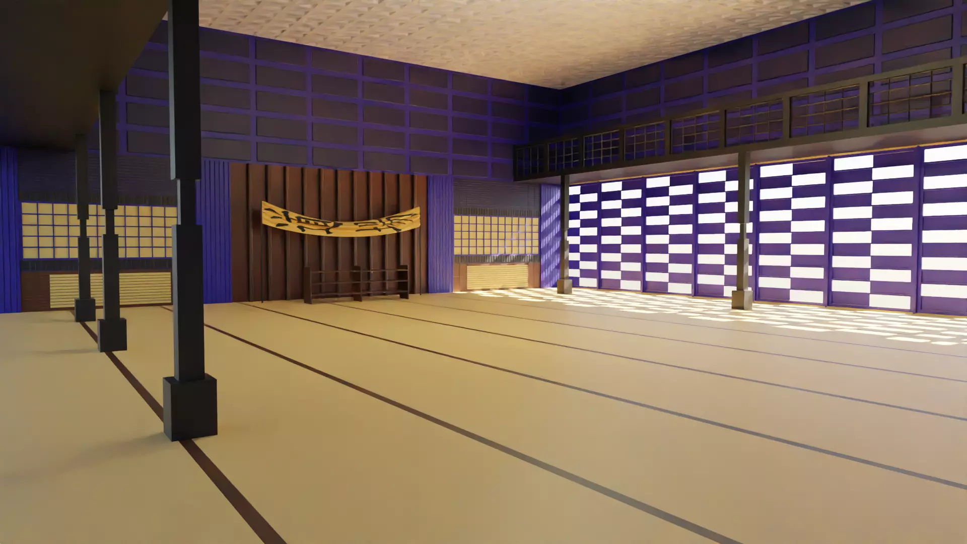 Dojo Fighting Hall Low-poly 3D model