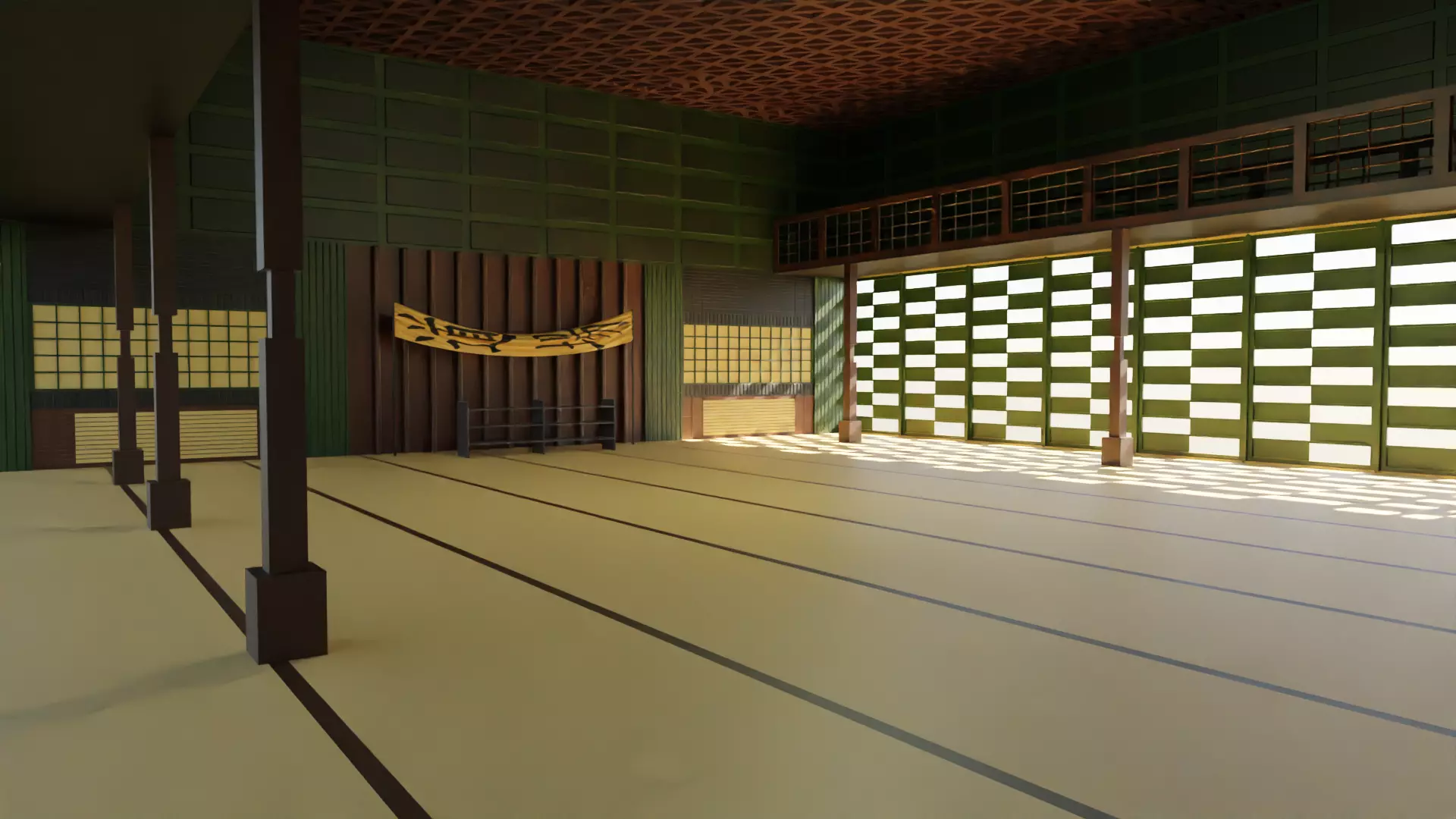 Dojo Fighting Hall Low-poly 3D model