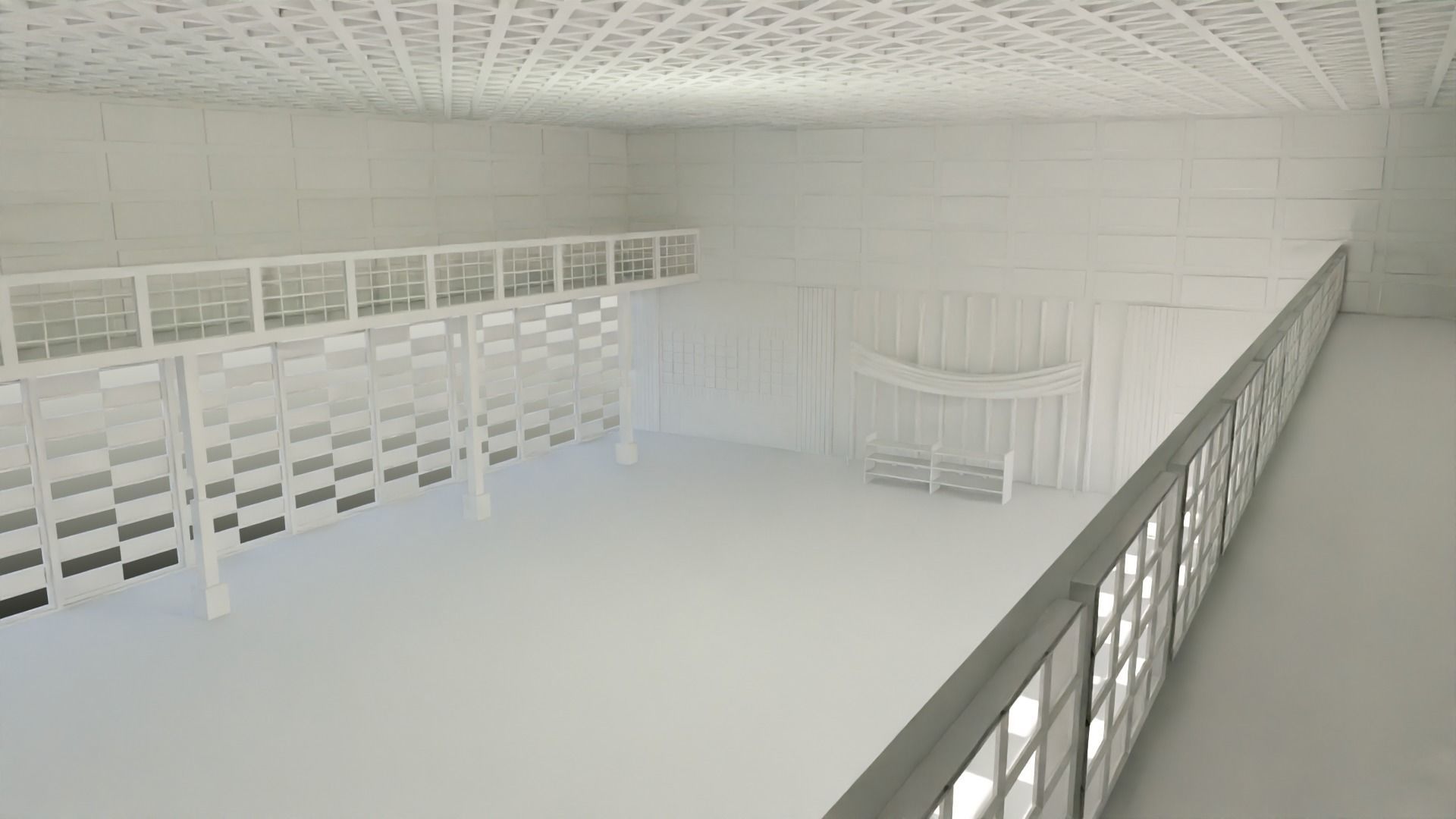 Dojo Fighting Hall Low-poly 3D model_1