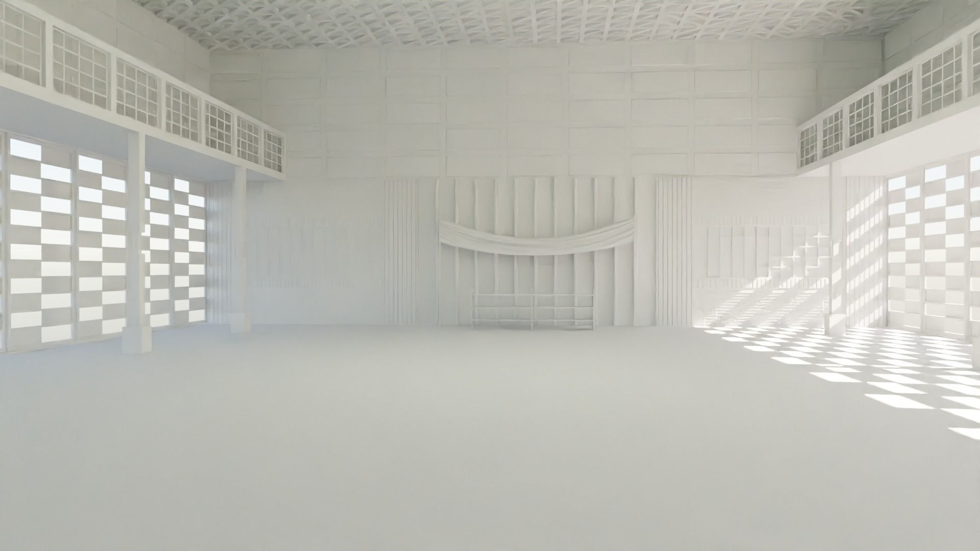 Dojo Fighting Hall Low-poly 3D model_3