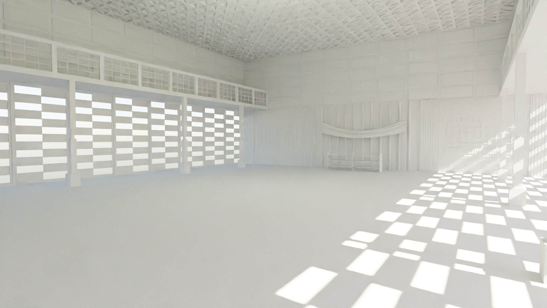 Dojo Fighting Hall Low-poly 3D model_4