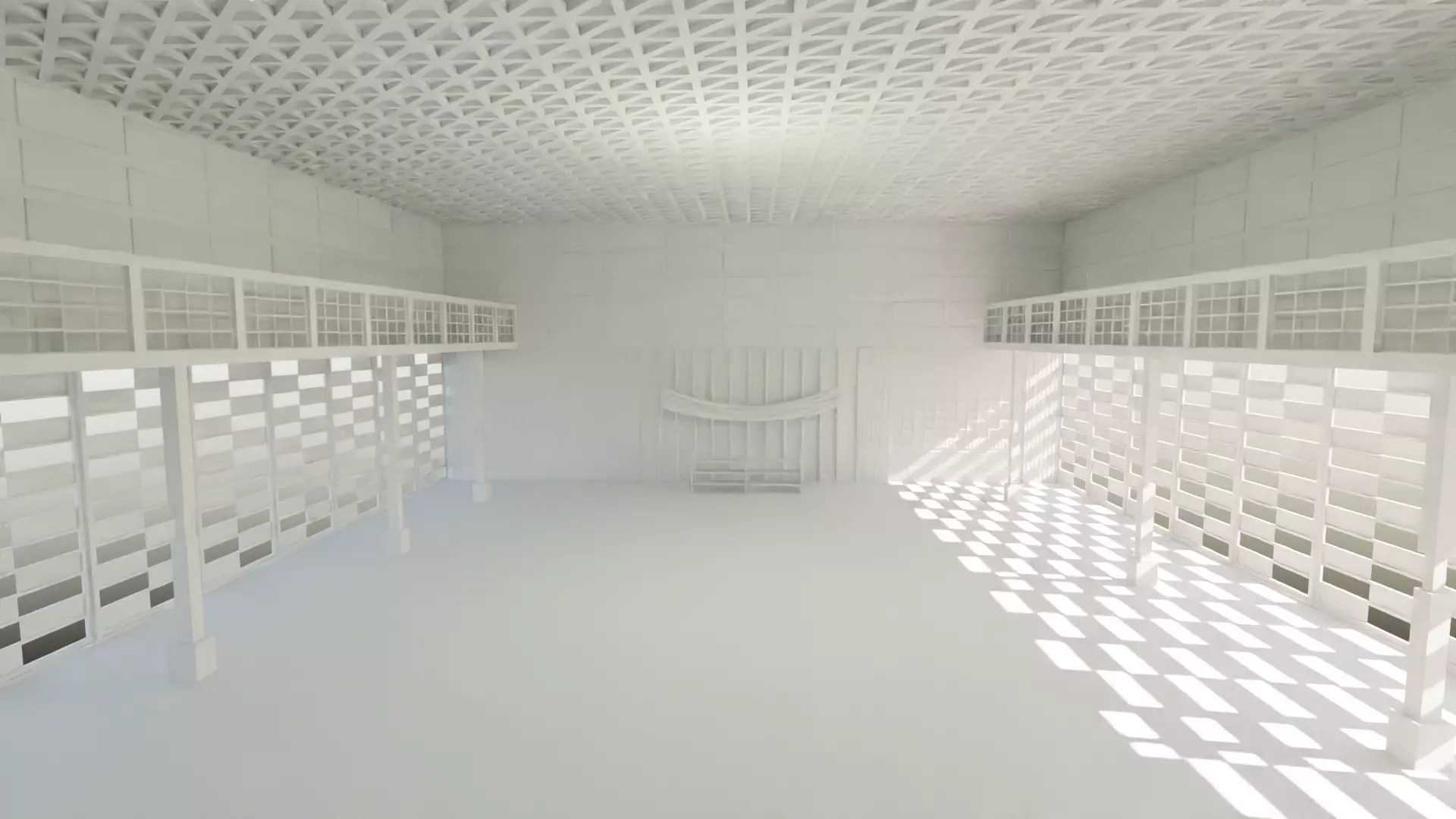 Dojo Fighting Hall Low-poly 3D model_0