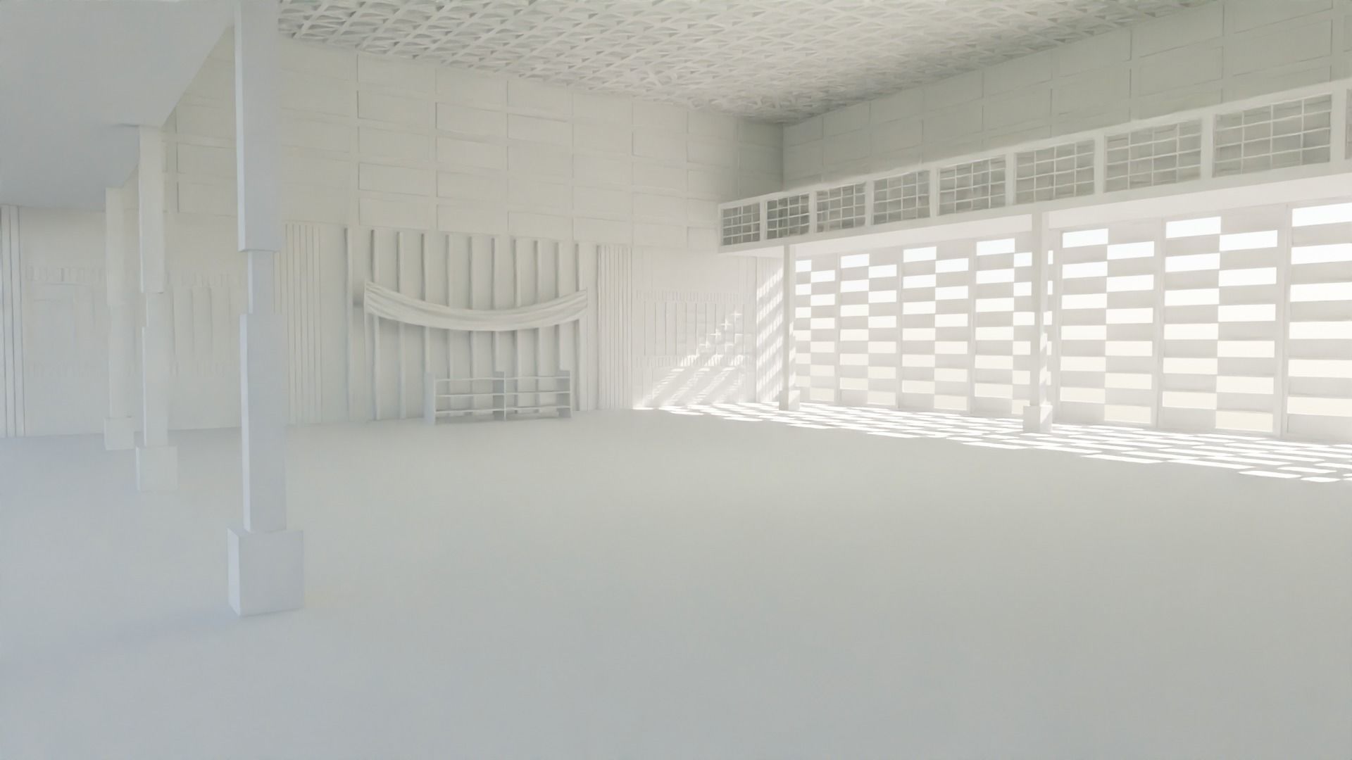 Dojo Fighting Hall Low-poly 3D model_5