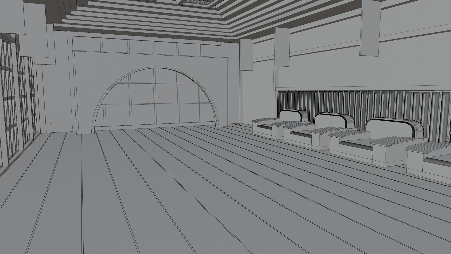 Karate Hall Low-poly 3D model_8