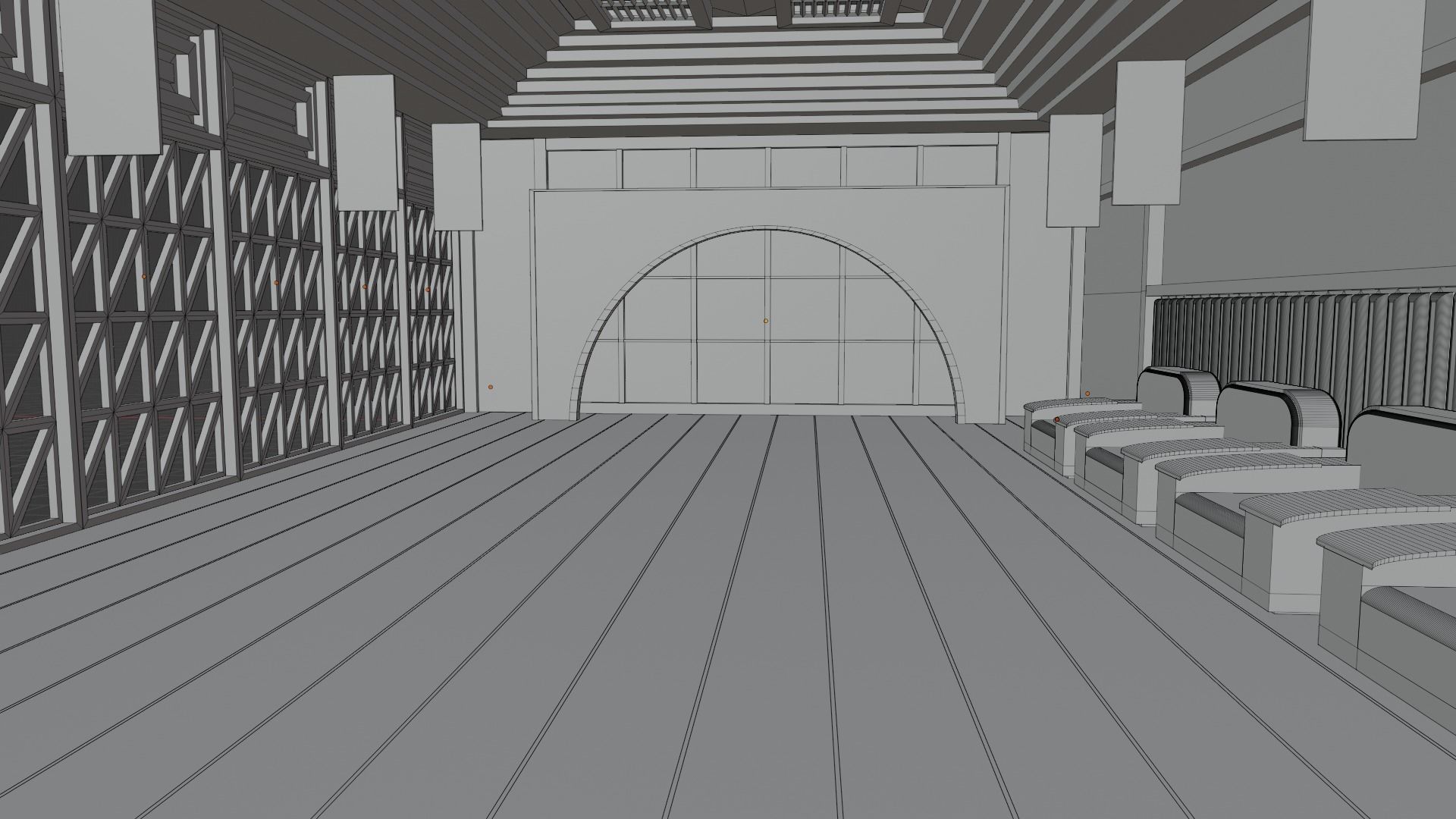 Karate Hall Low-poly 3D model_7