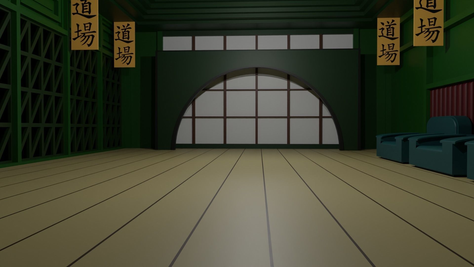 Karate Hall Low-poly 3D model_5
