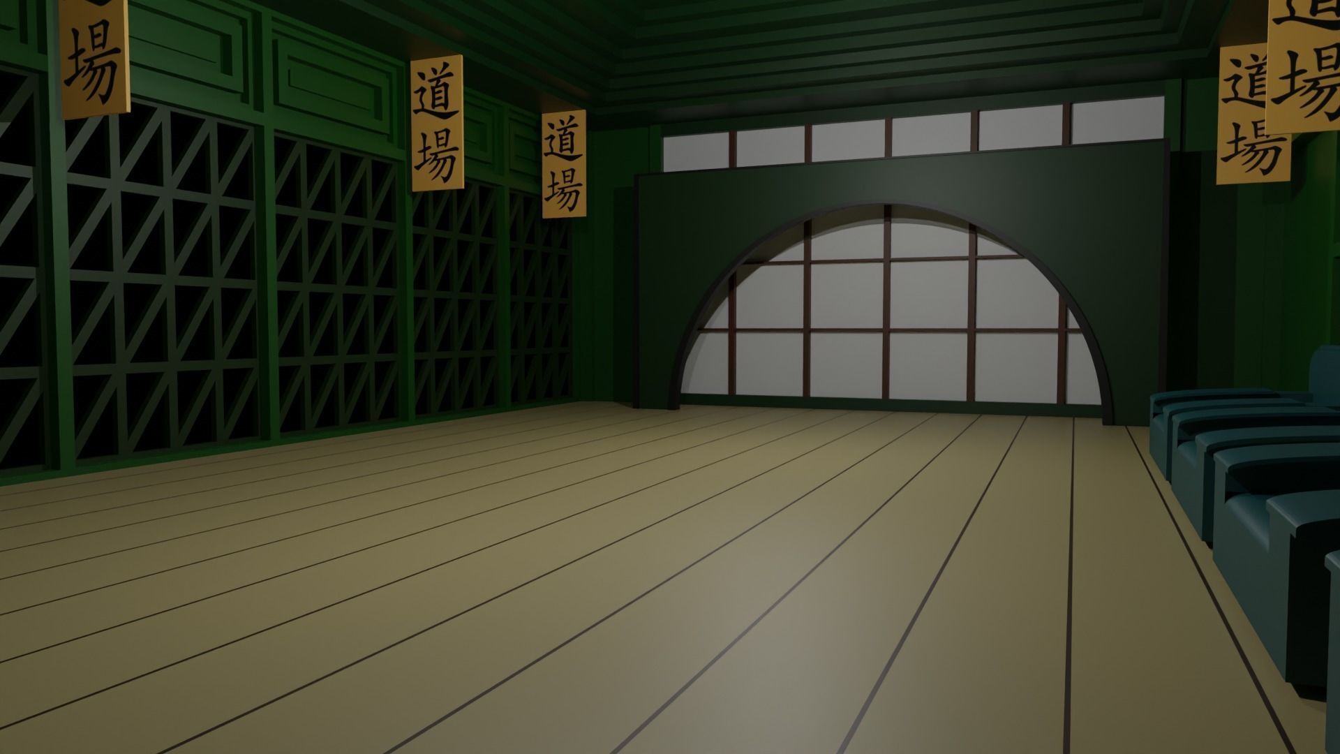 Karate Hall Low-poly 3D model_6