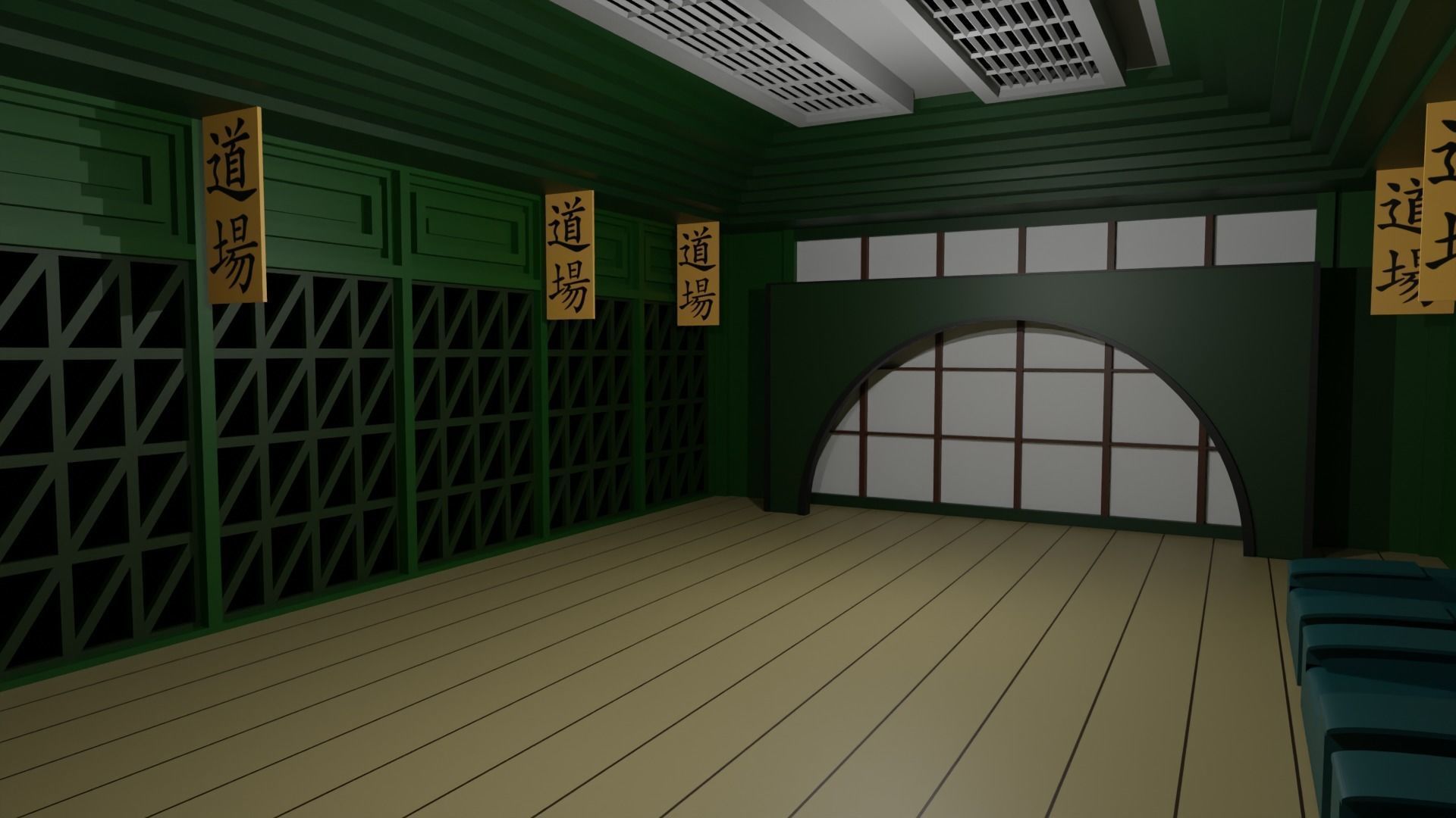 Karate Hall Low-poly 3D model_4