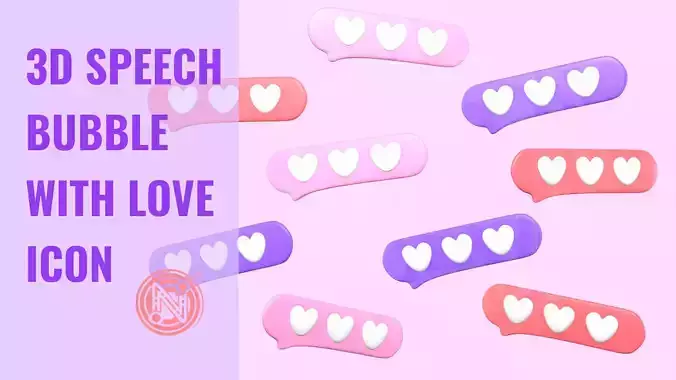 3D Love Icon - 3D Speech Bubble With Love Icon  3D model