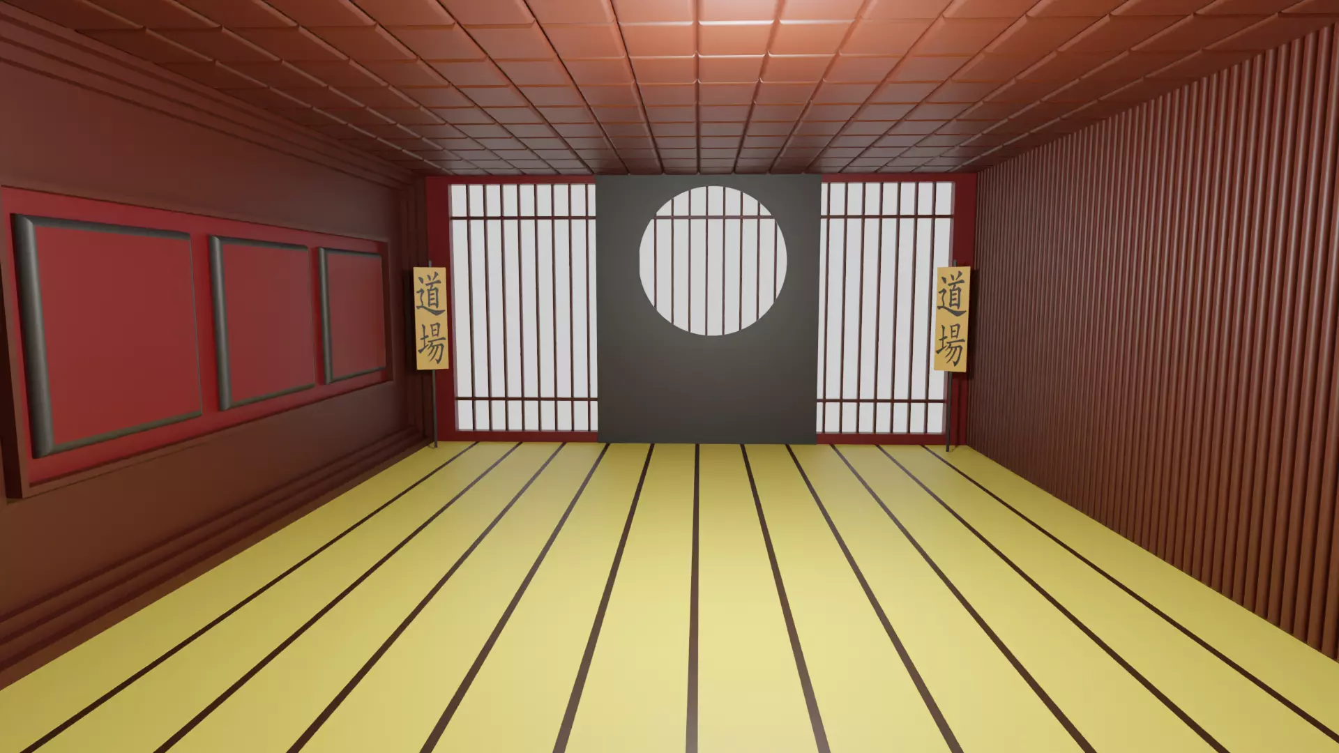 Kung-Fu Hall Low-poly 3D model