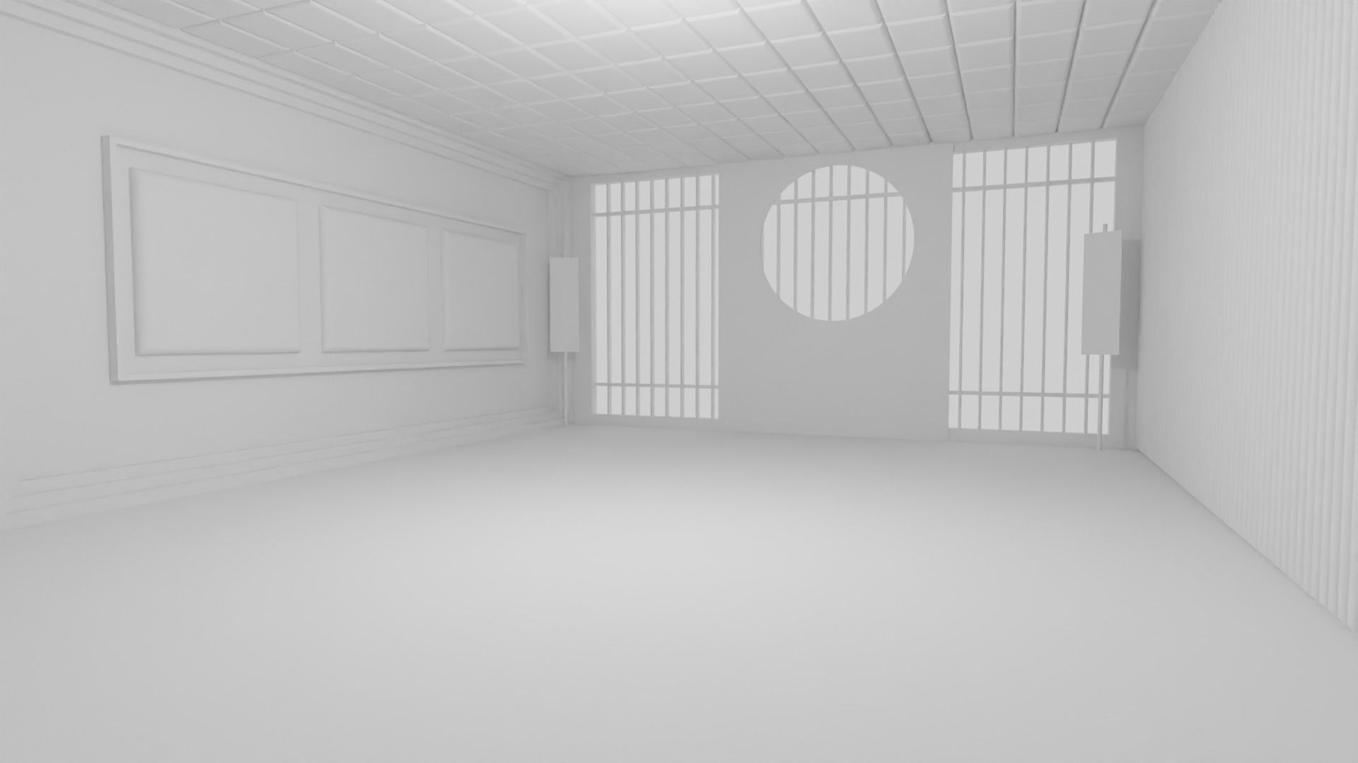 Kung-Fu Hall Low-poly 3D model_1