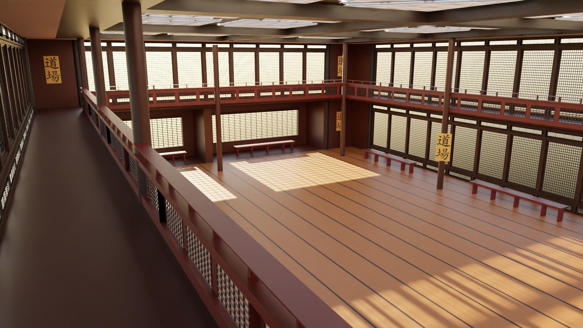 Japanese Dojo Low-poly 3D model_2