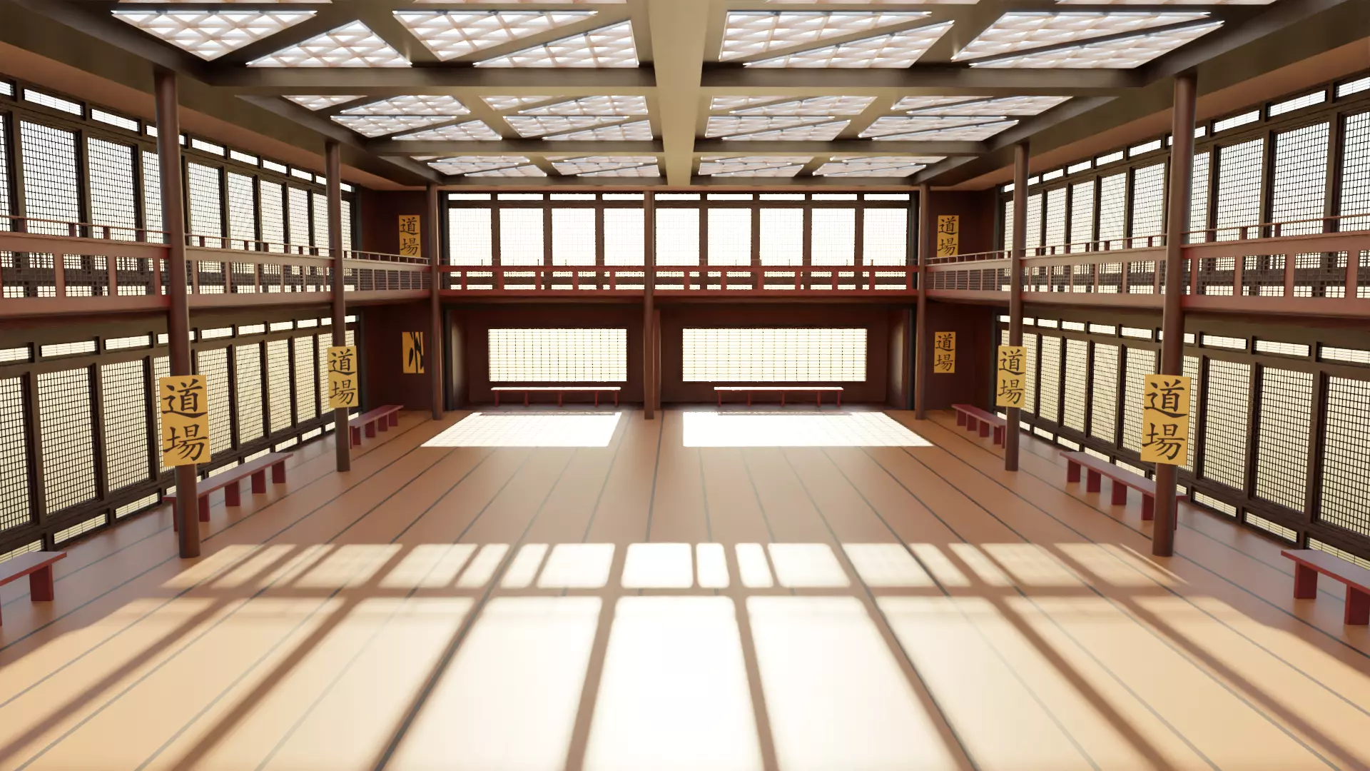 Japanese Dojo Low-poly 3D model_0