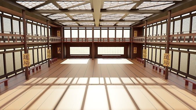 Japanese Dojo Low-poly 3D model