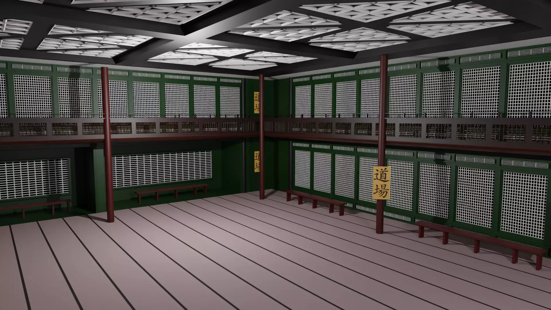 Japanese Dojo Low-poly 3D model