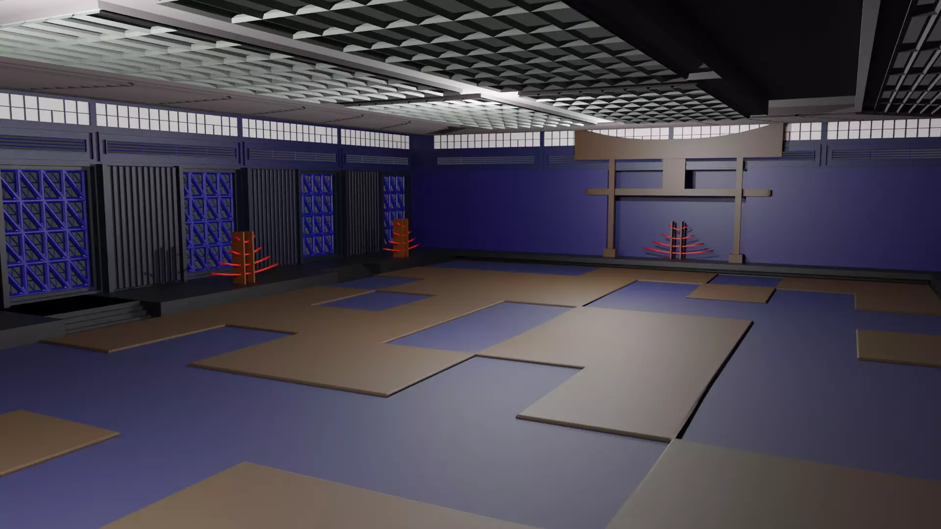 Dojo Fighting Hall Low-poly 3D model