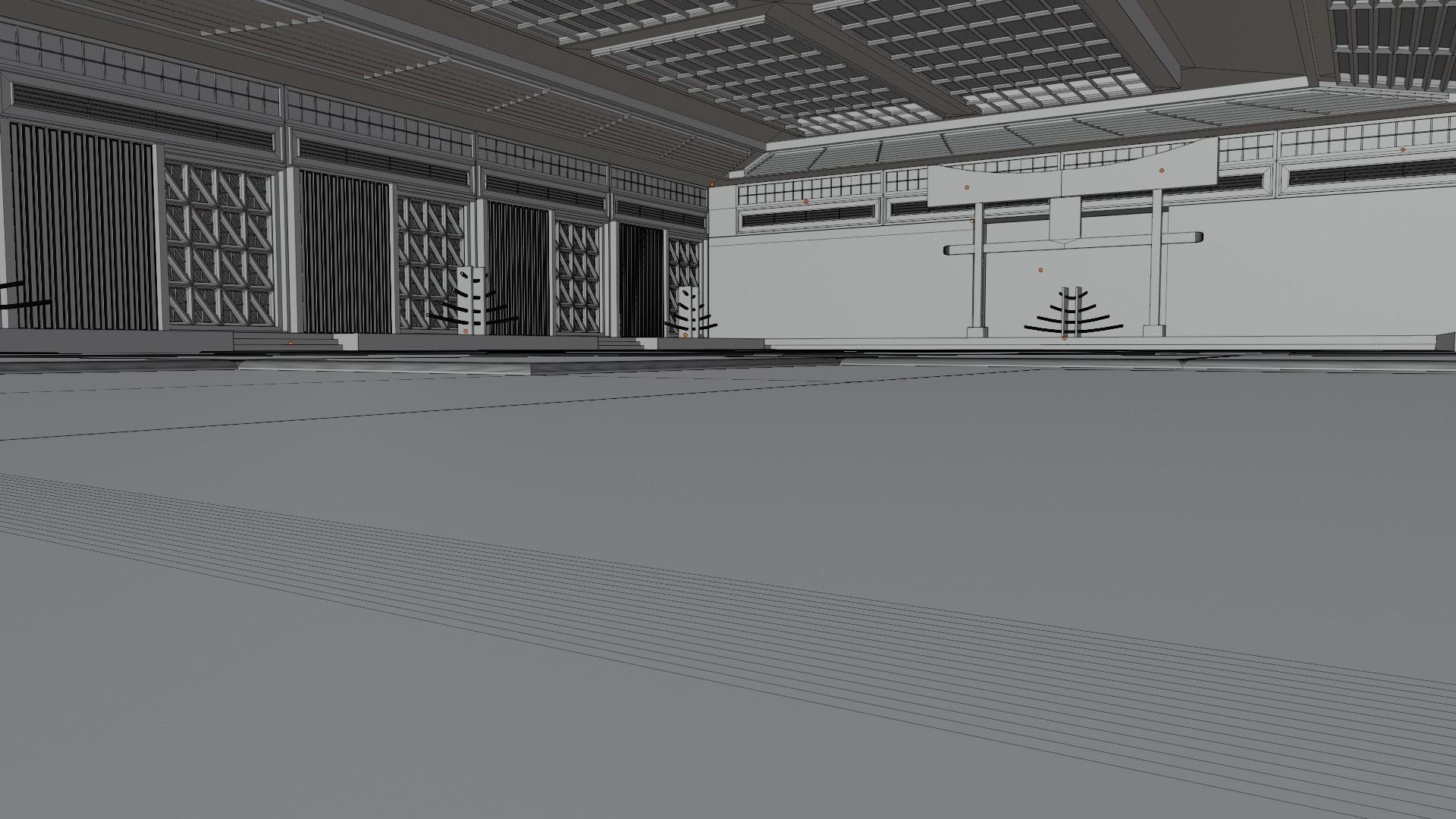 Dojo Fighting Hall Low-poly 3D model_8