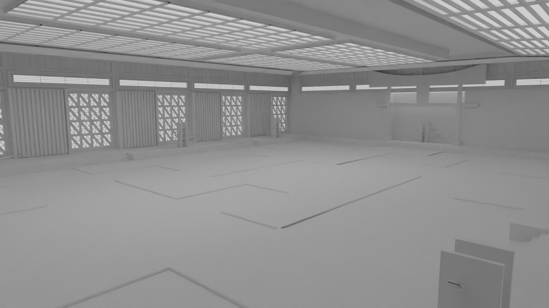 Dojo Fighting Hall Low-poly 3D model_5