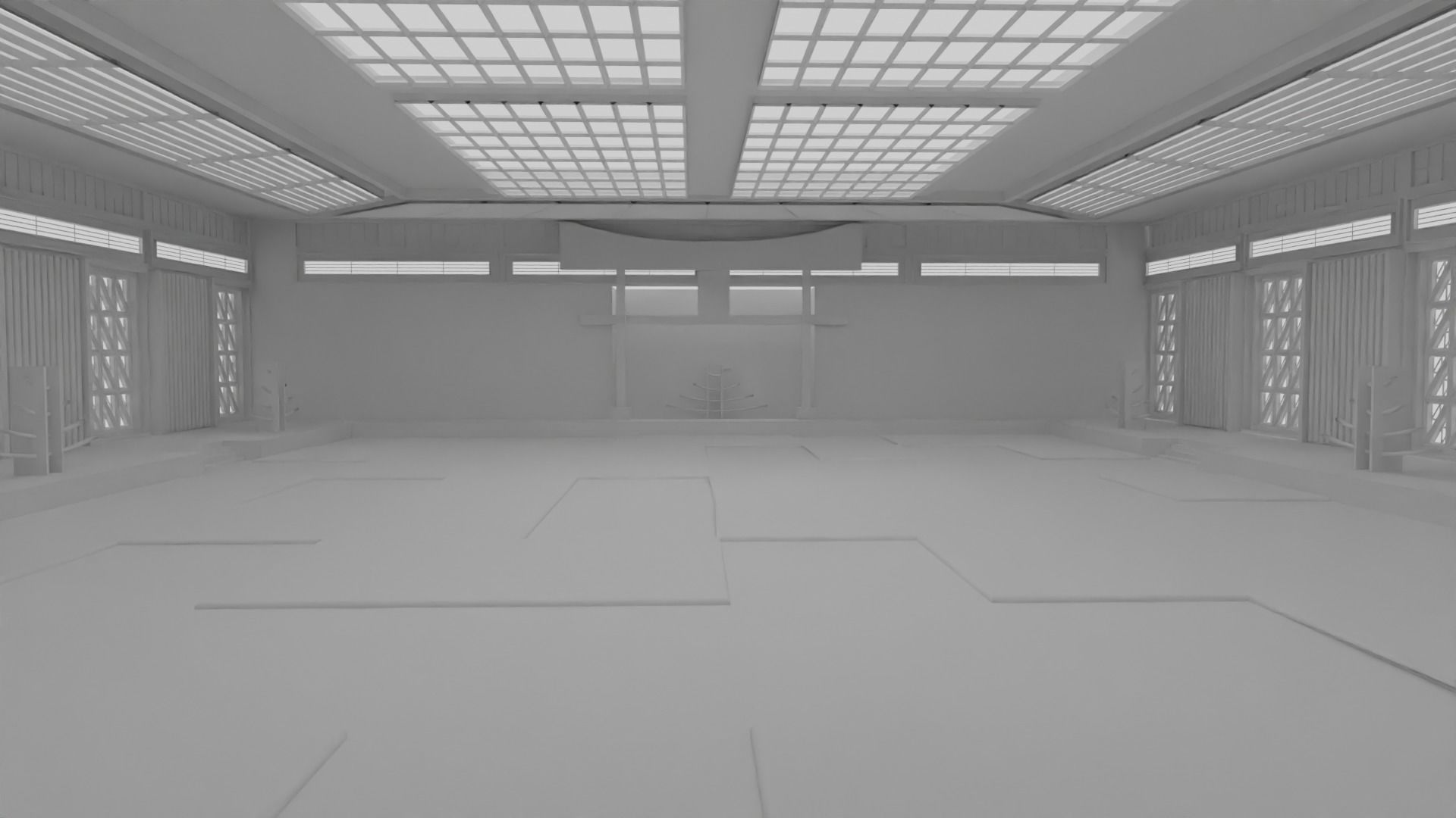 Dojo Fighting Hall Low-poly 3D model_3