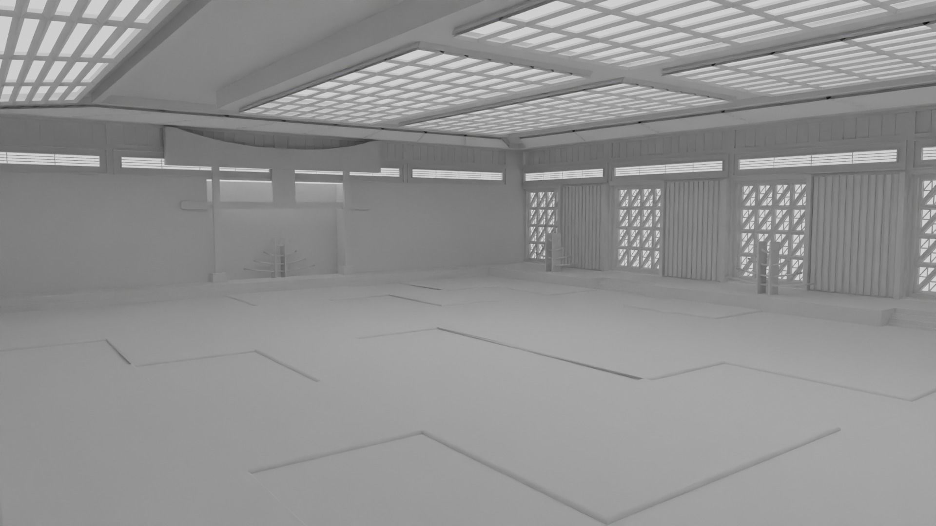Dojo Fighting Hall Low-poly 3D model_2