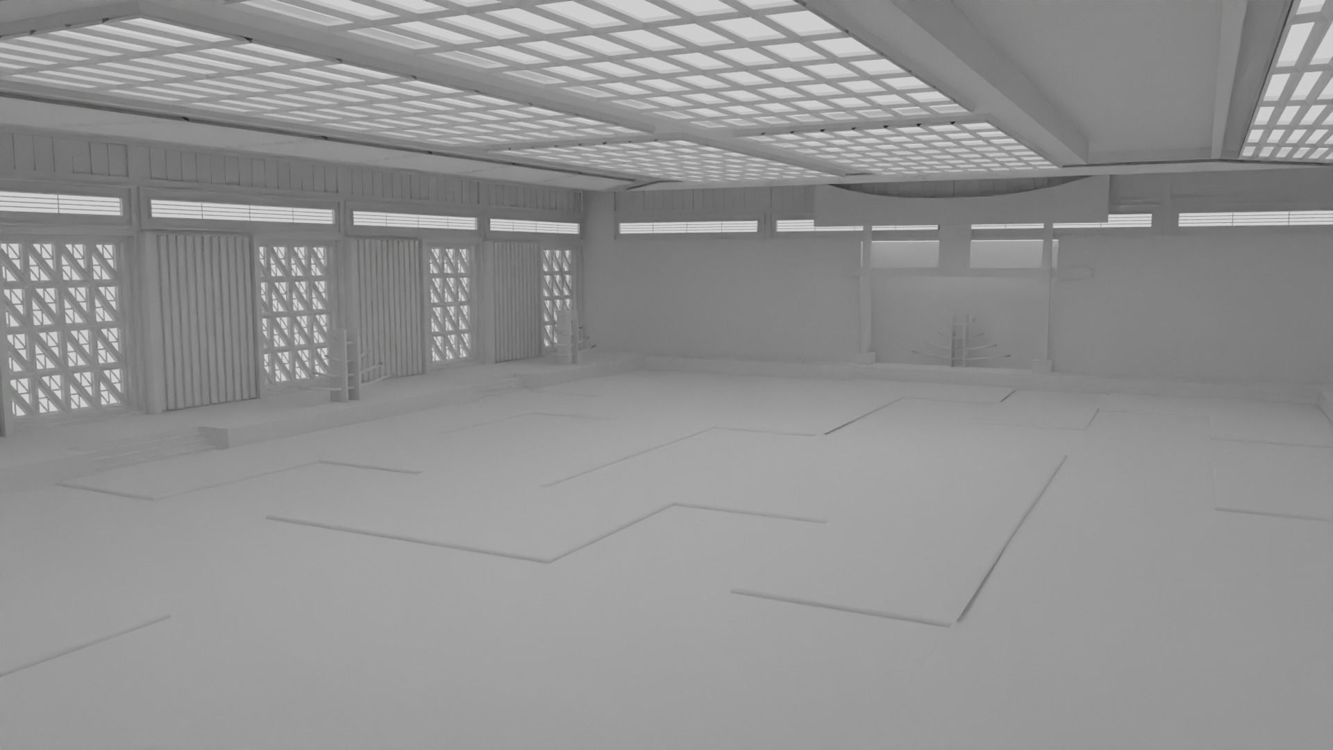 Dojo Fighting Hall Low-poly 3D model_1