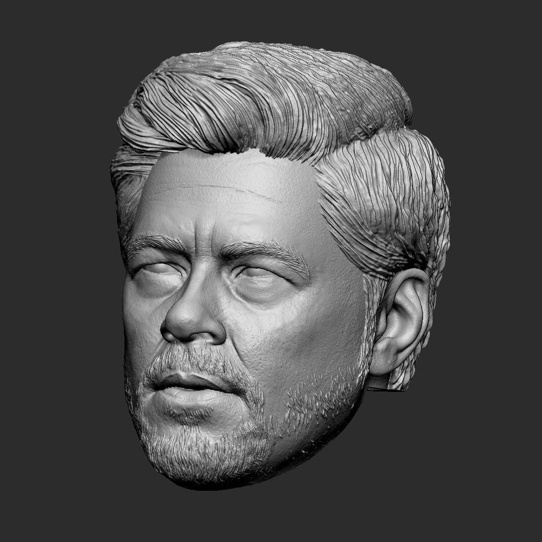 Alejandro Gillick - Sicario - Benicio Del Toro head 3D print model_3