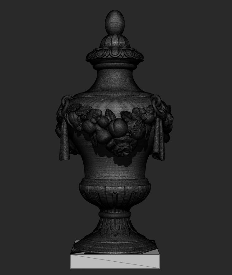 Urn with flowers and fruit  decorations 3D model_4