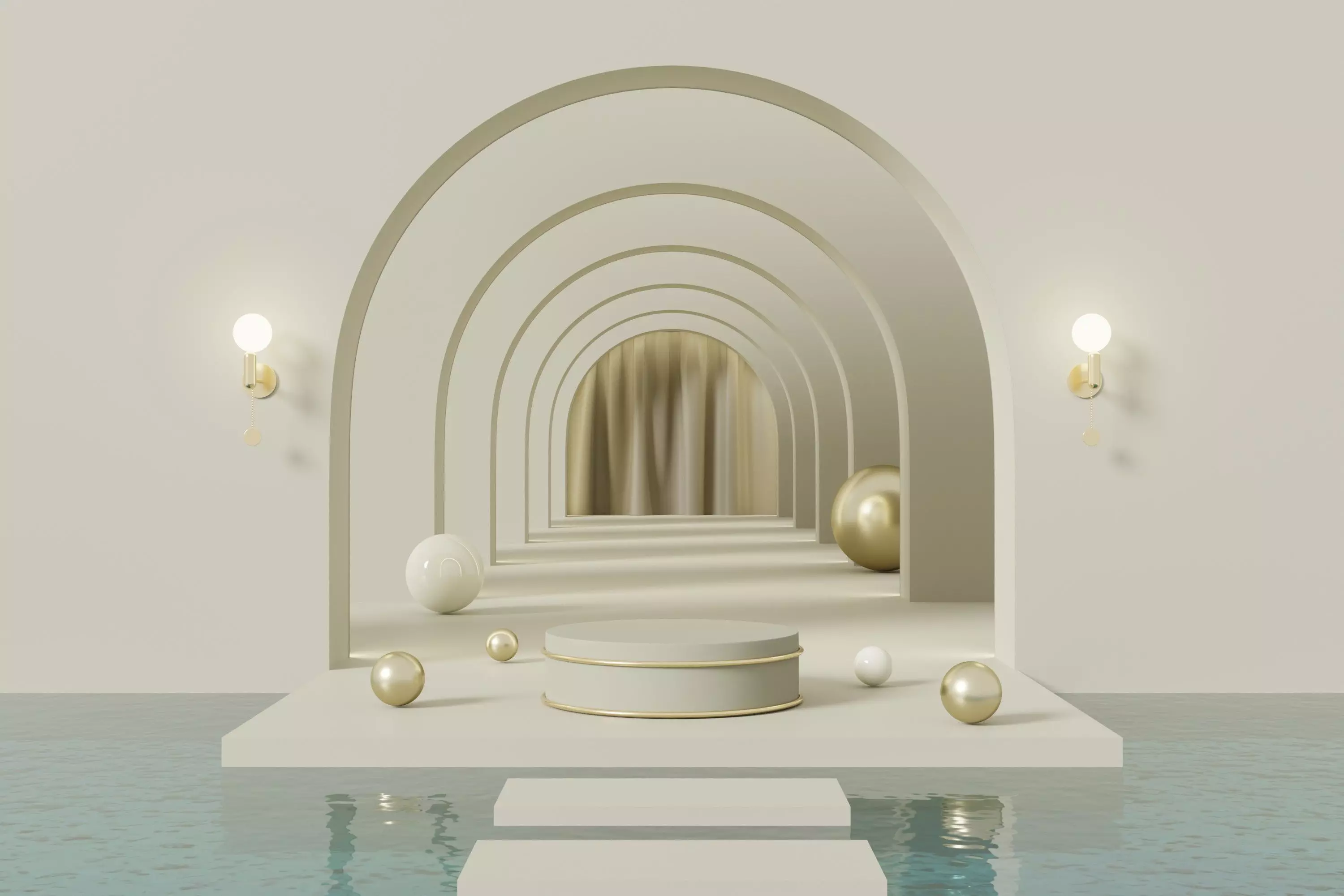 Luxury podium for product presentation 3D model_0