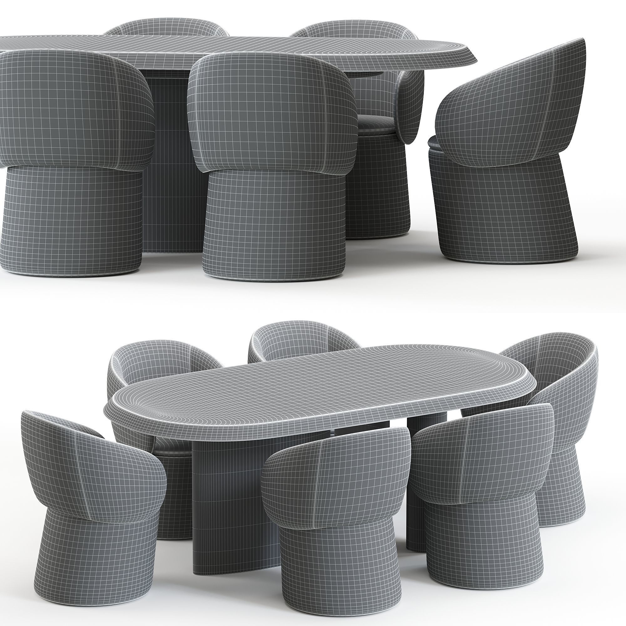 Nebula chair and Padiglioni table 3D model_8