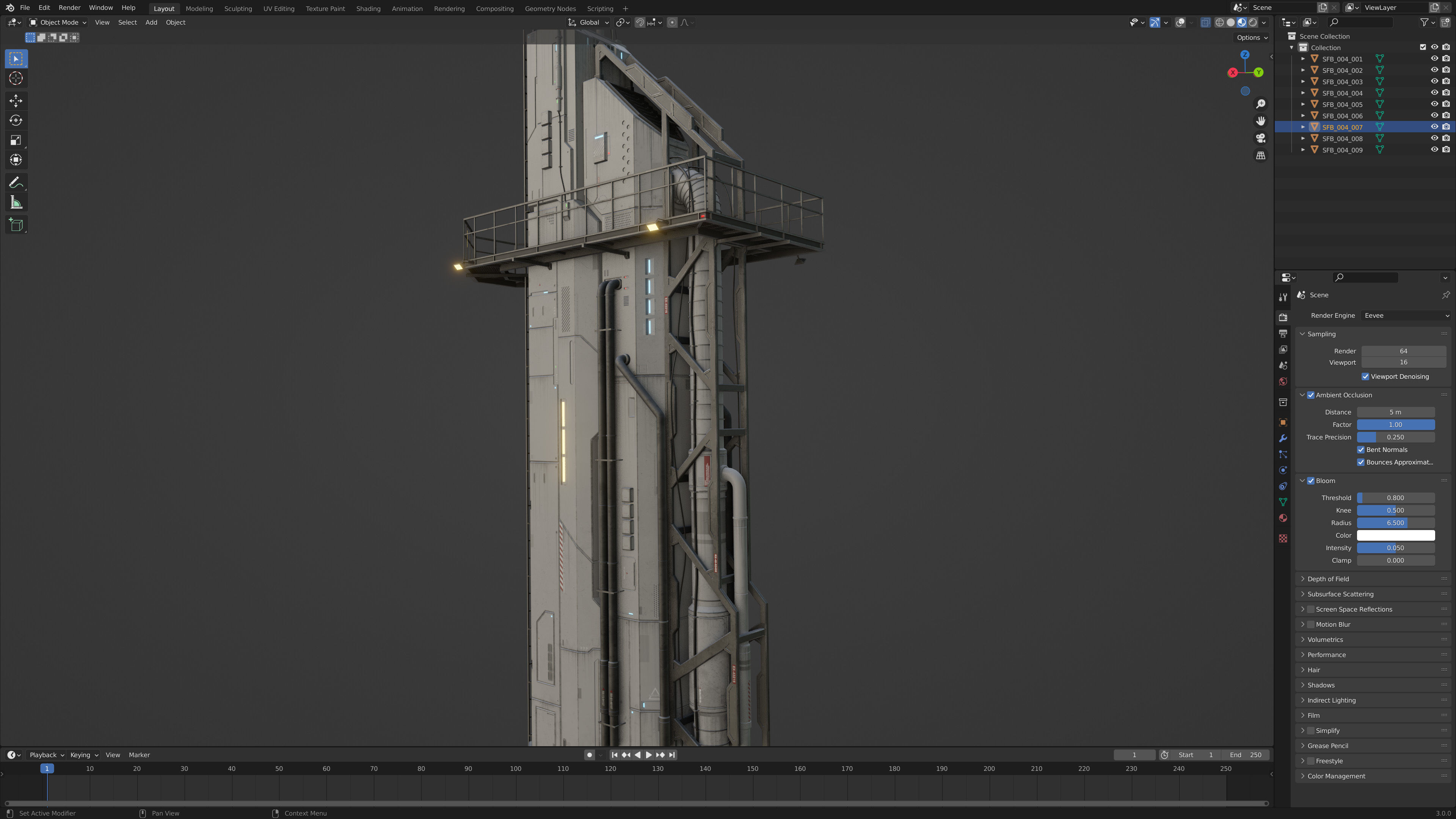Sci-Fi Building 004 Industry-PBR Low-poly 3D model_6