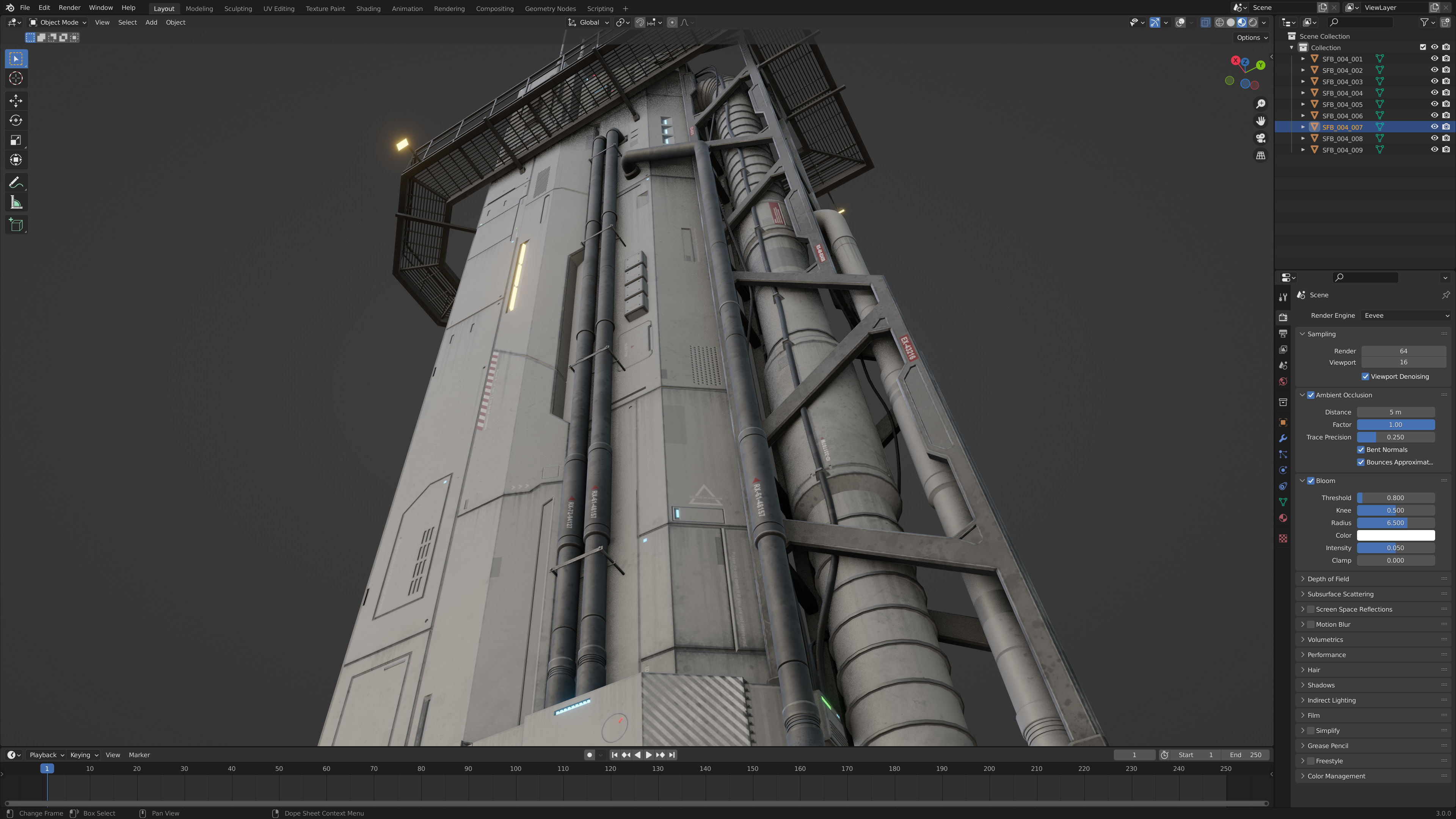 Sci-Fi Building 004 Industry-PBR Low-poly 3D model_7