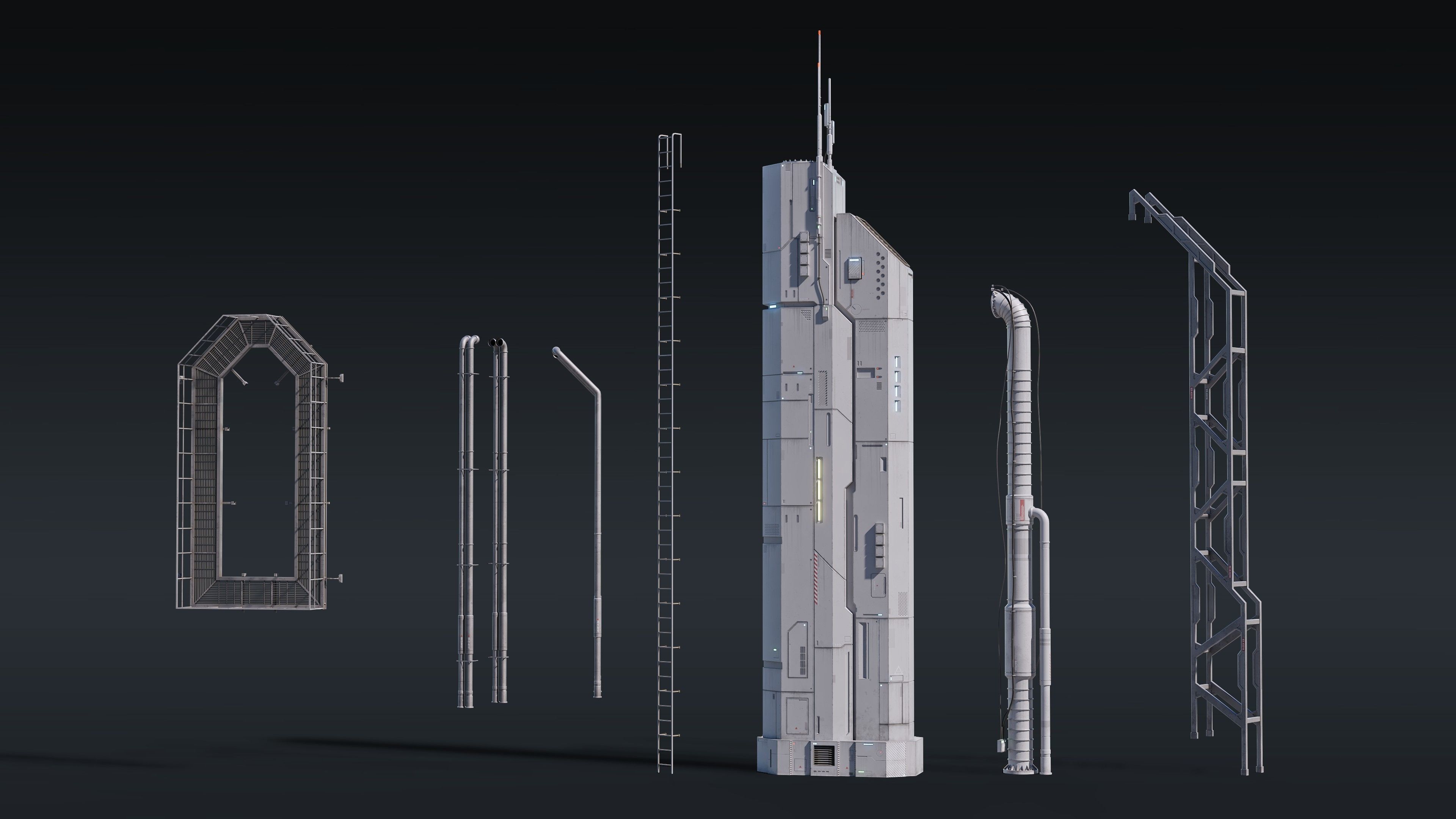 Sci-Fi Building 004 Industry-PBR Low-poly 3D model_3