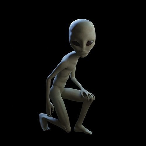 GREY ALIEN Low-poly 3D model