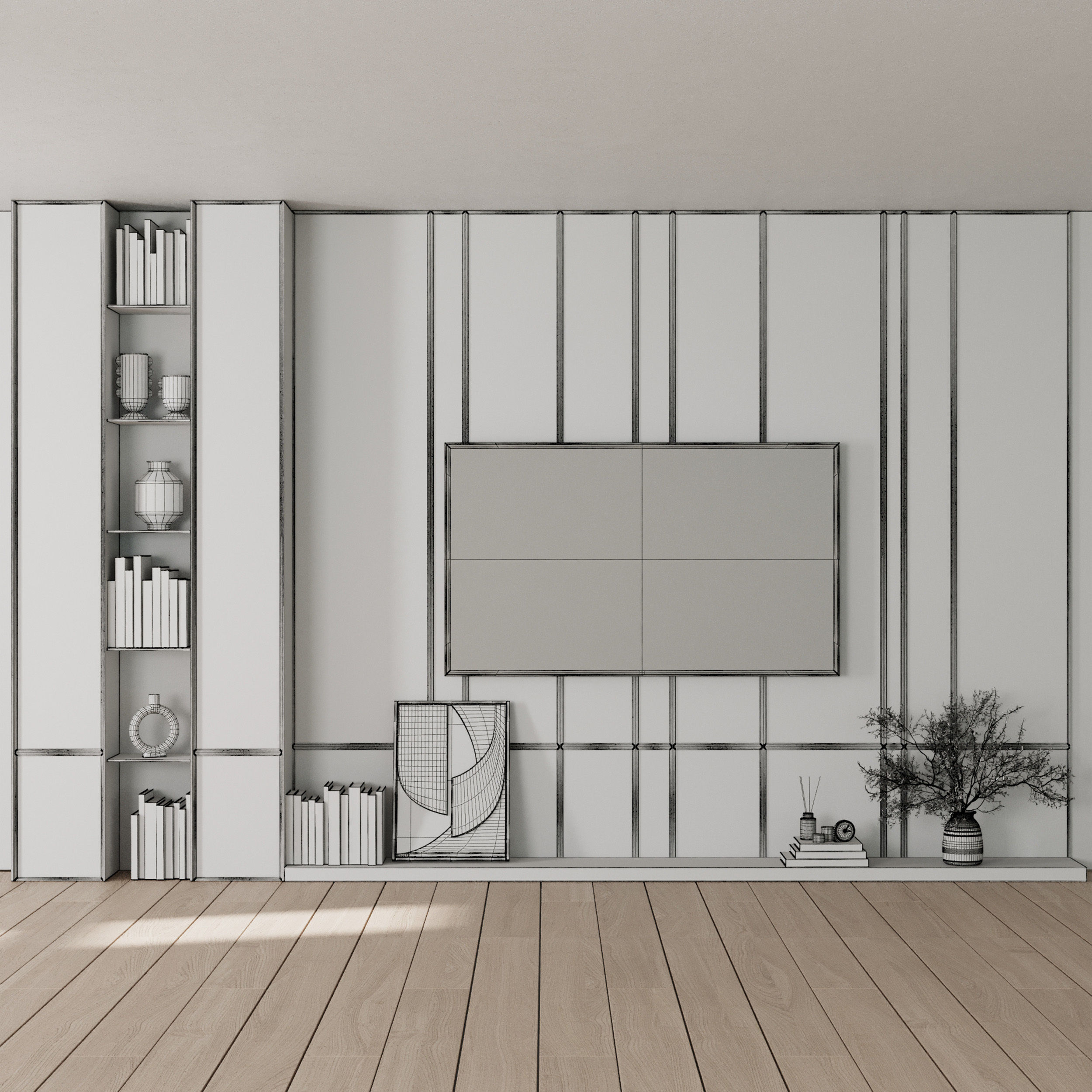 Tv Wall Set 13 Low-poly 3D model_3