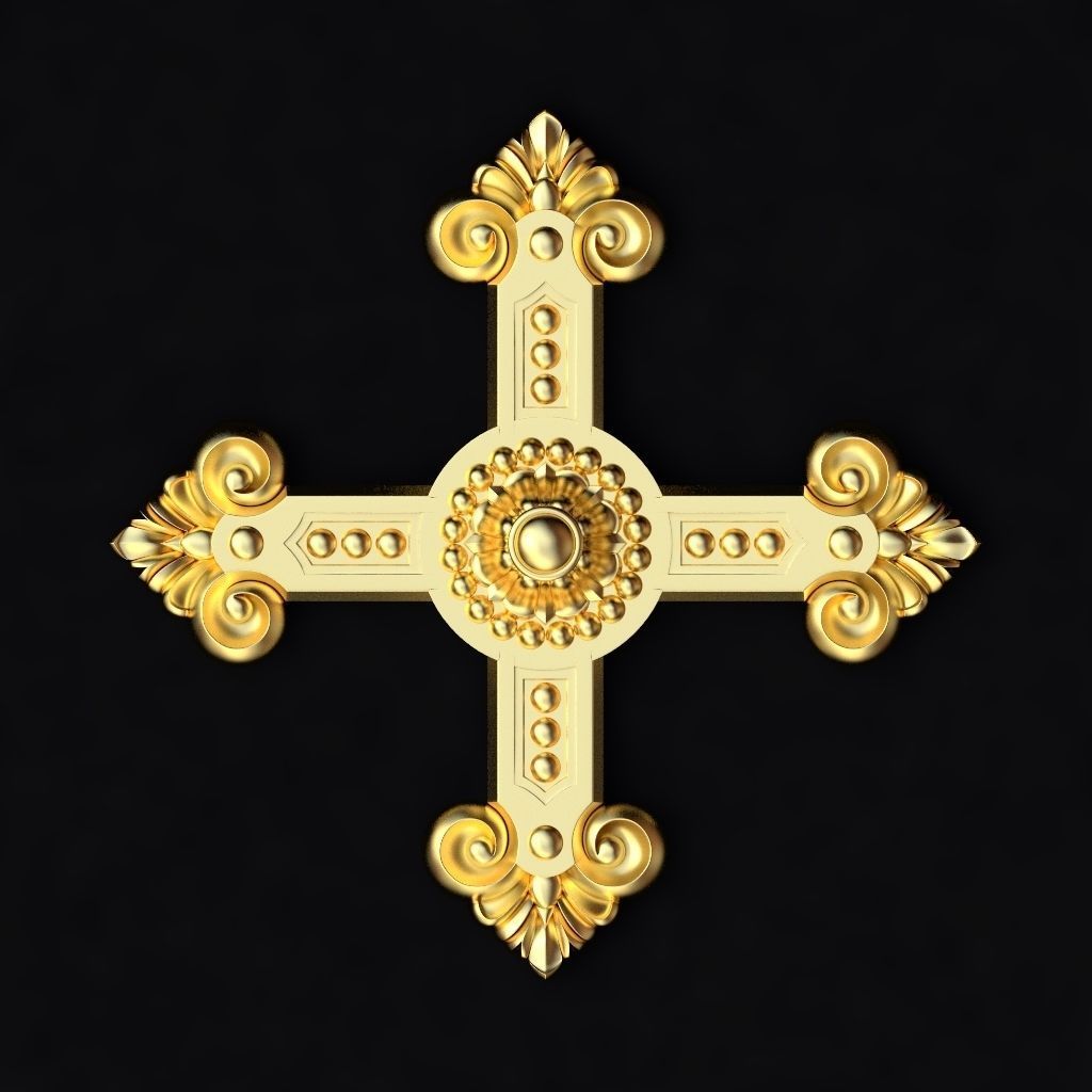 Central decor ornament for furniture 3D model_1