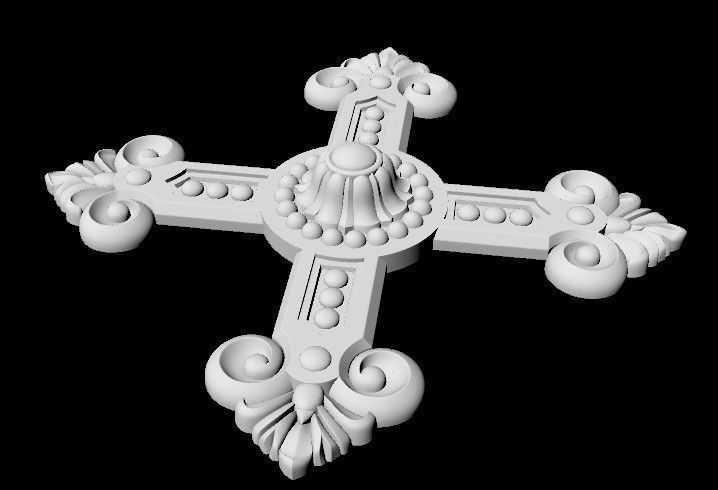 Central decor ornament for furniture 3D model_4