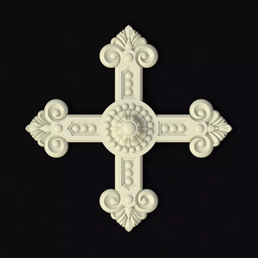 Central decor ornament for furniture 3D model_0