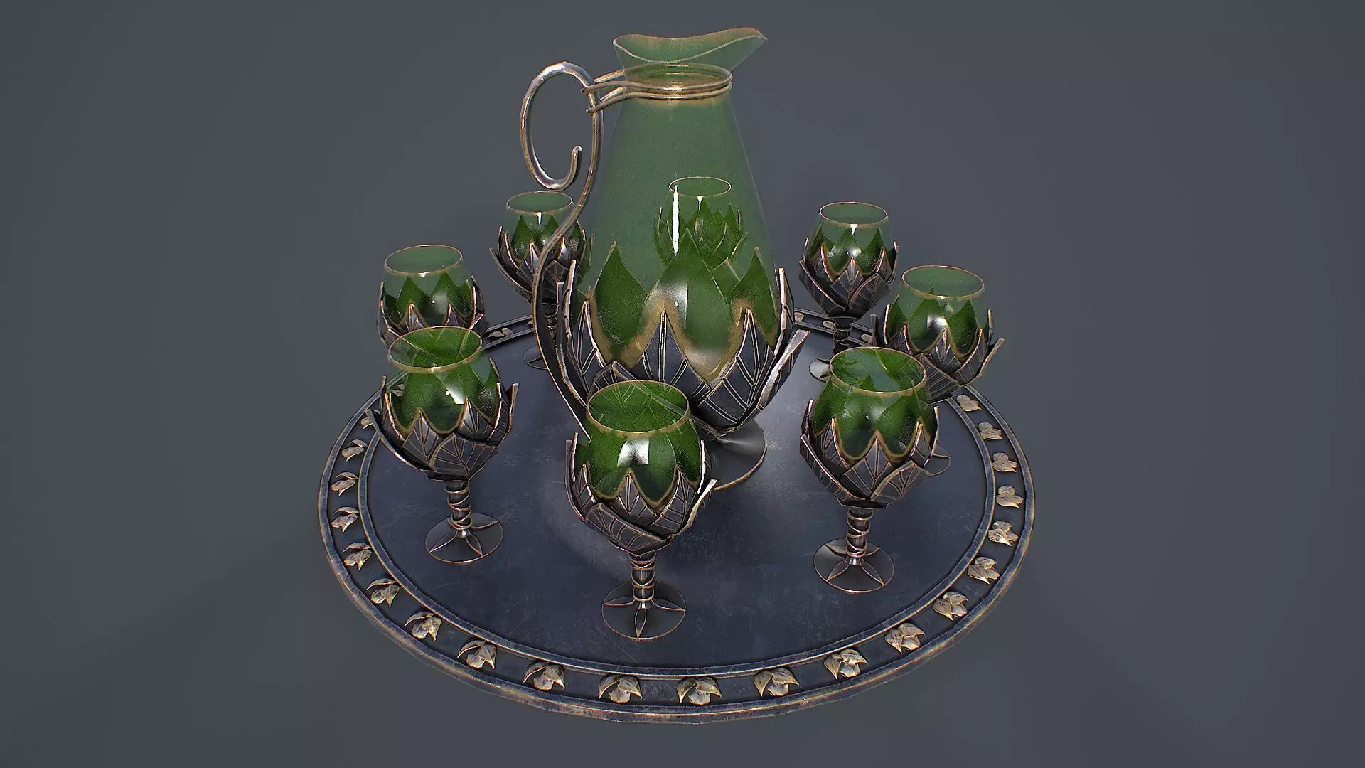 Table Service 3D Model Low-poly 3D model_0