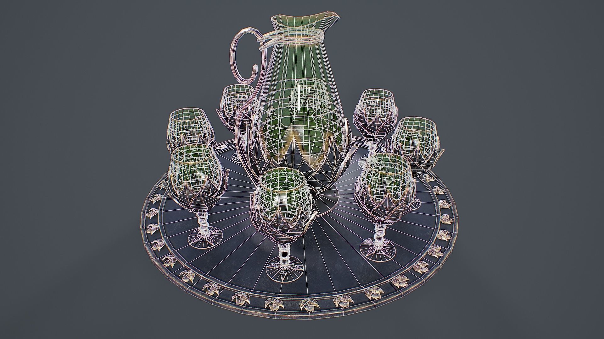 Table Service 3D Model Low-poly 3D model_4