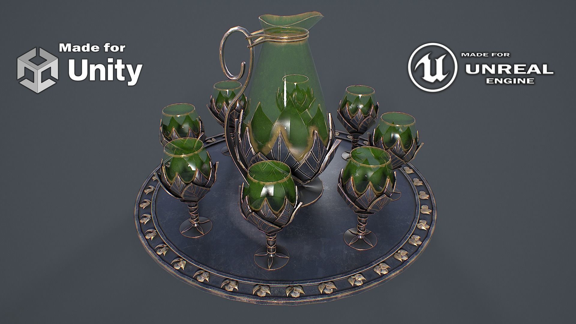 Table Service 3D Model Low-poly 3D model_3