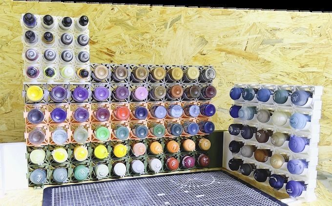 Rack It Up - modular paint rack 3D print model_2