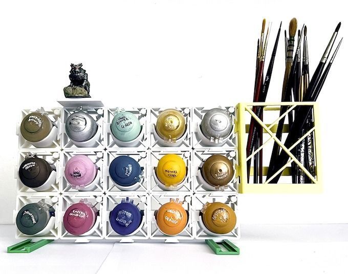 Rack It Up - modular paint rack 3D print model_3